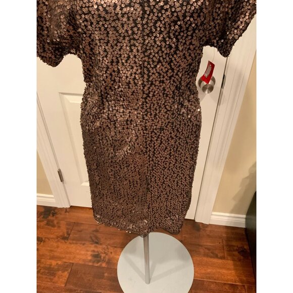 French Connection Metallic Bronze Sequin Mini Dress, Size Small - Picture 3 of 7